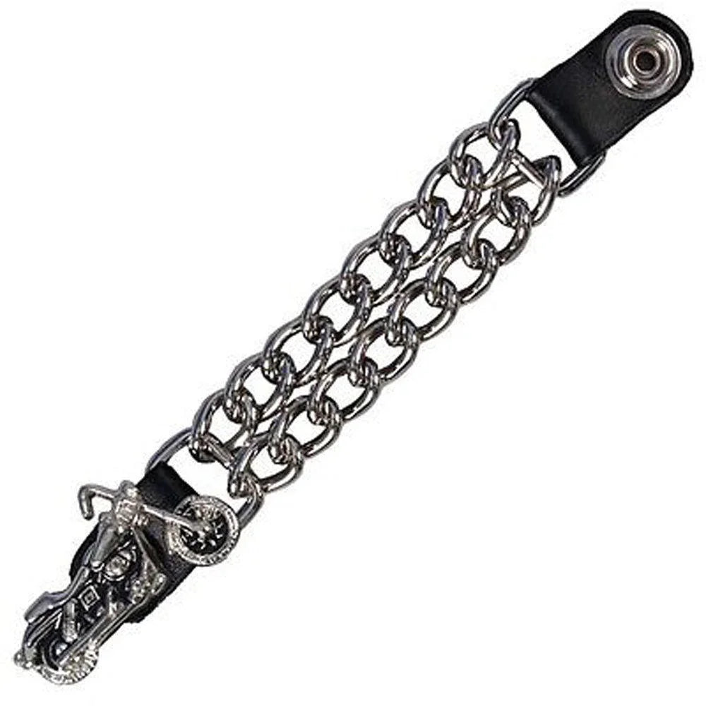 chain vest extenders 7 inch black leather with silver chain snaps