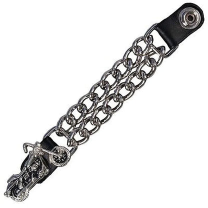 Chain Vest Extenders 7 Inch Black Leather with Silver Chain Snaps
