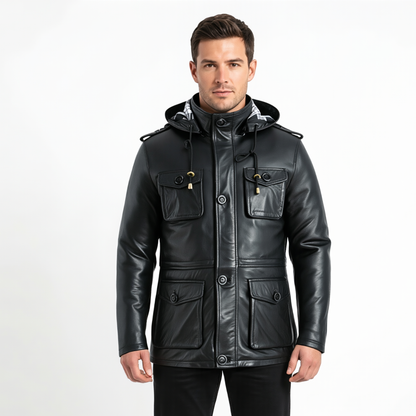 Parka Men's  Leather Coats and Jackets In Premium Cowhide Leather