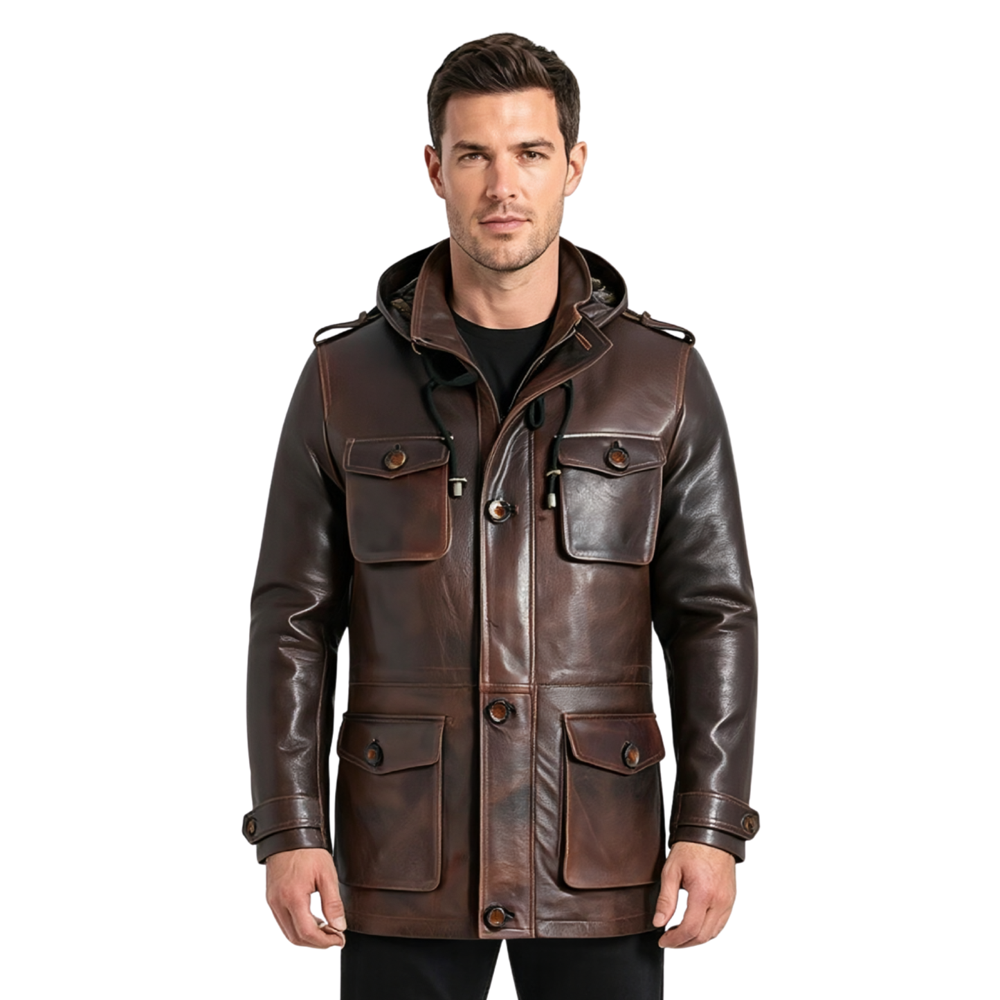 parka men's  leather coats and jackets in premium cowhide leather
