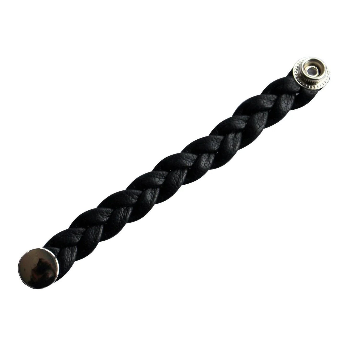 leather braided vest extenders 15mm snap black motorcycle style