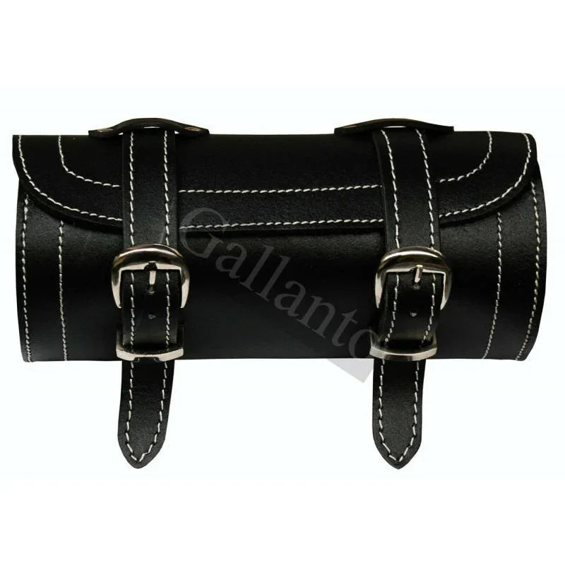 front fork bag for motorcycle black leather tool roll storage bag