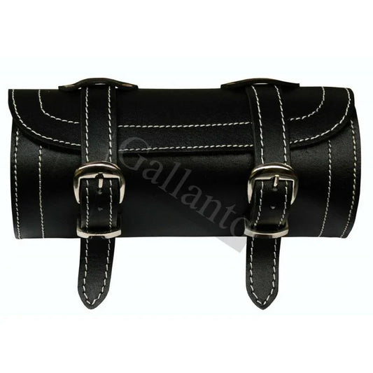 Front Fork Bag for Motorcycle Black Leather Tool Roll Storage Bag