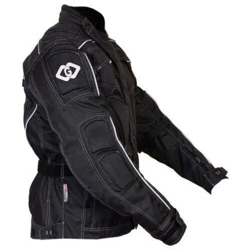 raven textile motorcycle armoured jacket (cordura fabric biker advanced black -