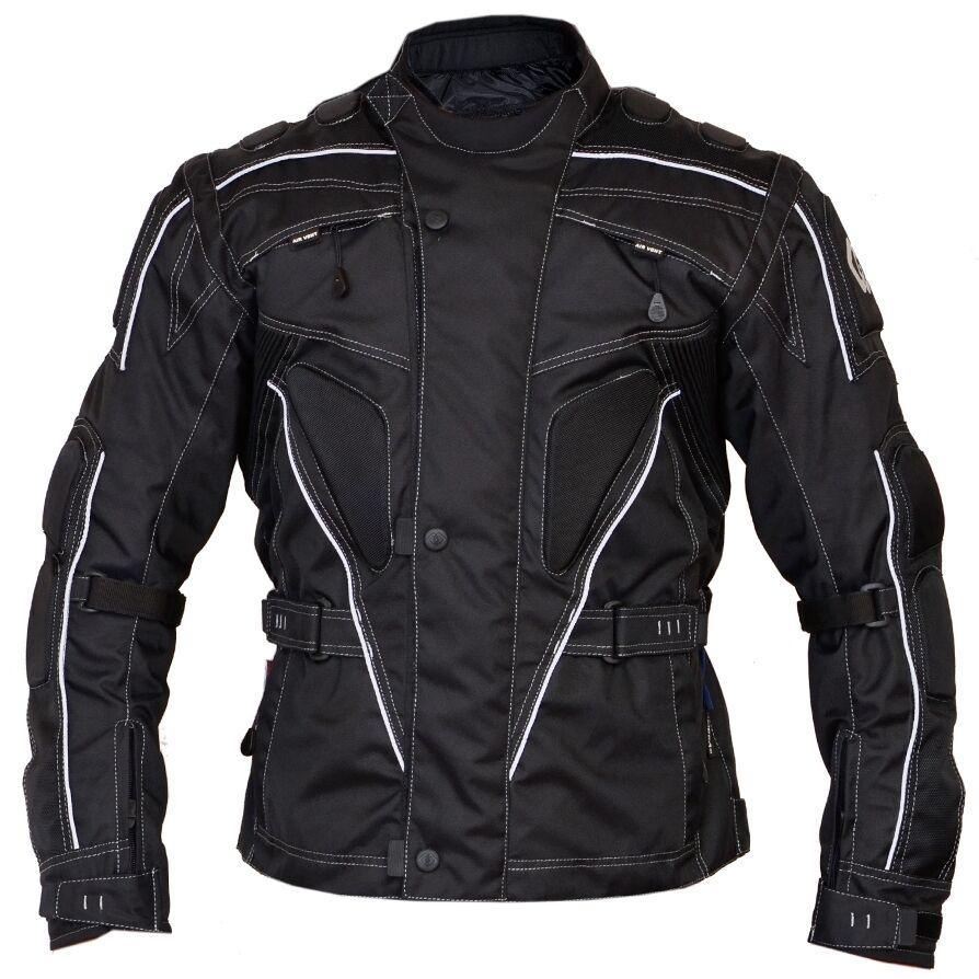 raven textile motorcycle armoured jacket (cordura fabric biker advanced black -
