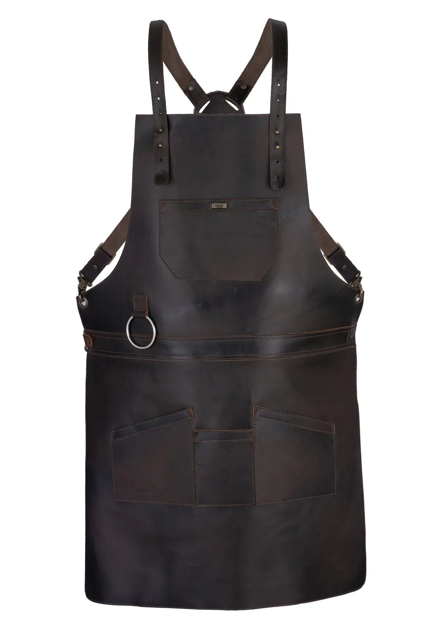 real leather multi-pocket apron butcher apron - bbq apron - cooking apron -