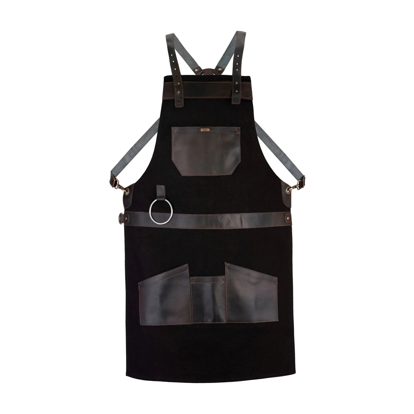 real leather multi - pocket apron butcher apron - bbq apron - cooking apron - 