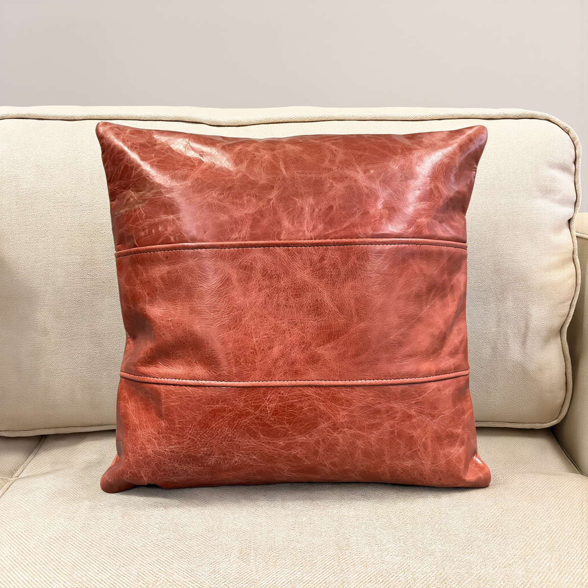 genuine leather cushion covers striped style-set of 2