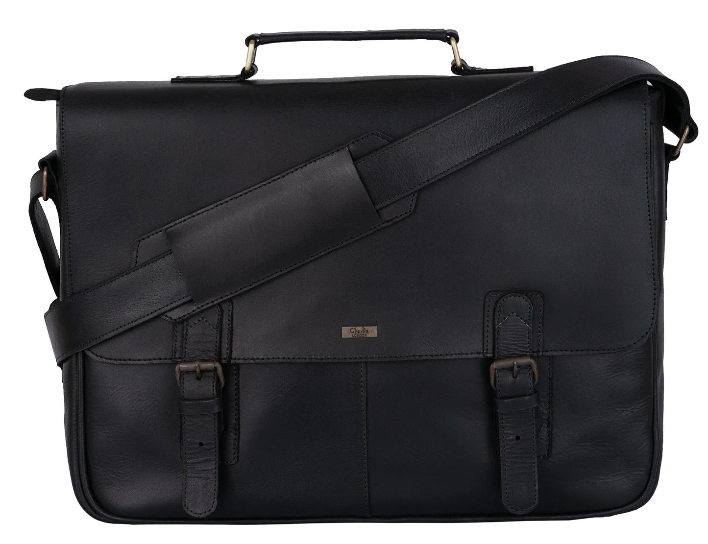 rustic distressed brown leather laptop messenger bag for men & women -