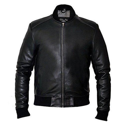 Leather Bomber Jacket Sand Style Genuine Sheepskin Jacket for Men