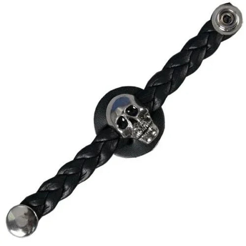 leather braided vest extenders 15mm snap black motorcycle style