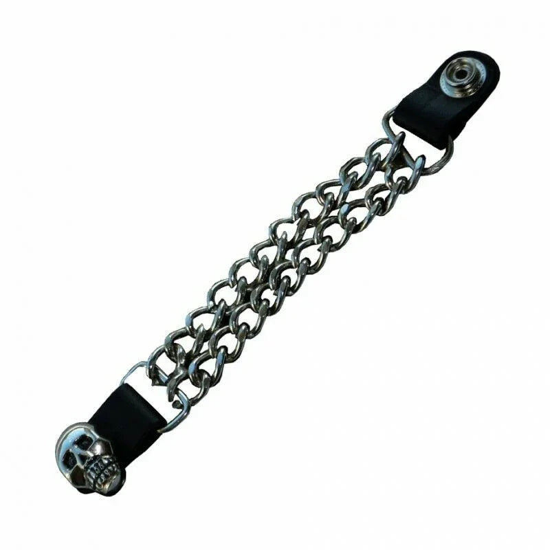 chain vest extenders 7 inch black leather with silver chain snaps