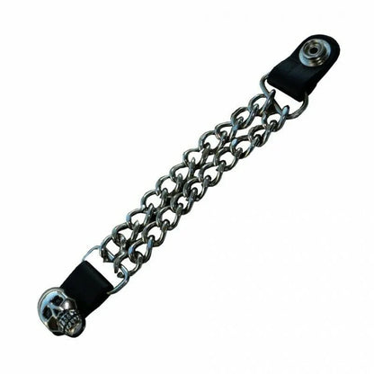 Chain Vest Extenders 7 Inch Black Leather with Silver Chain Snaps