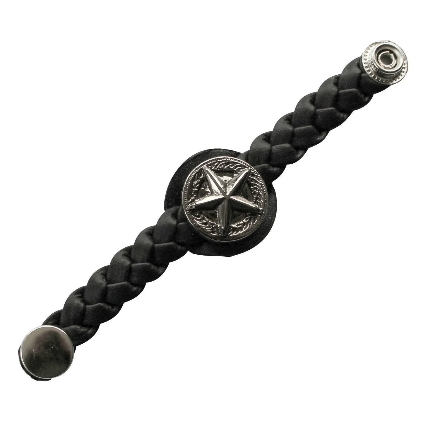 leather braided vest extenders 15mm snap black motorcycle style