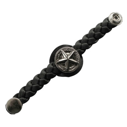 Leather Braided Vest Extenders 15mm Snap Black Motorcycle Style