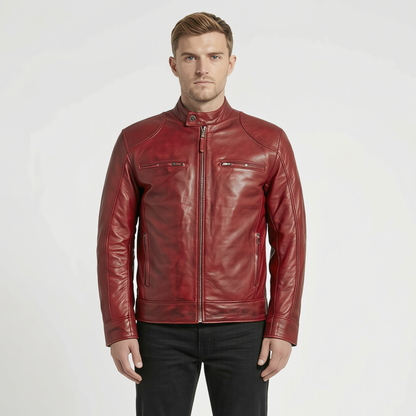 Jacket Leder – Sword Slim Fit Leather Cafe Racer Jacket