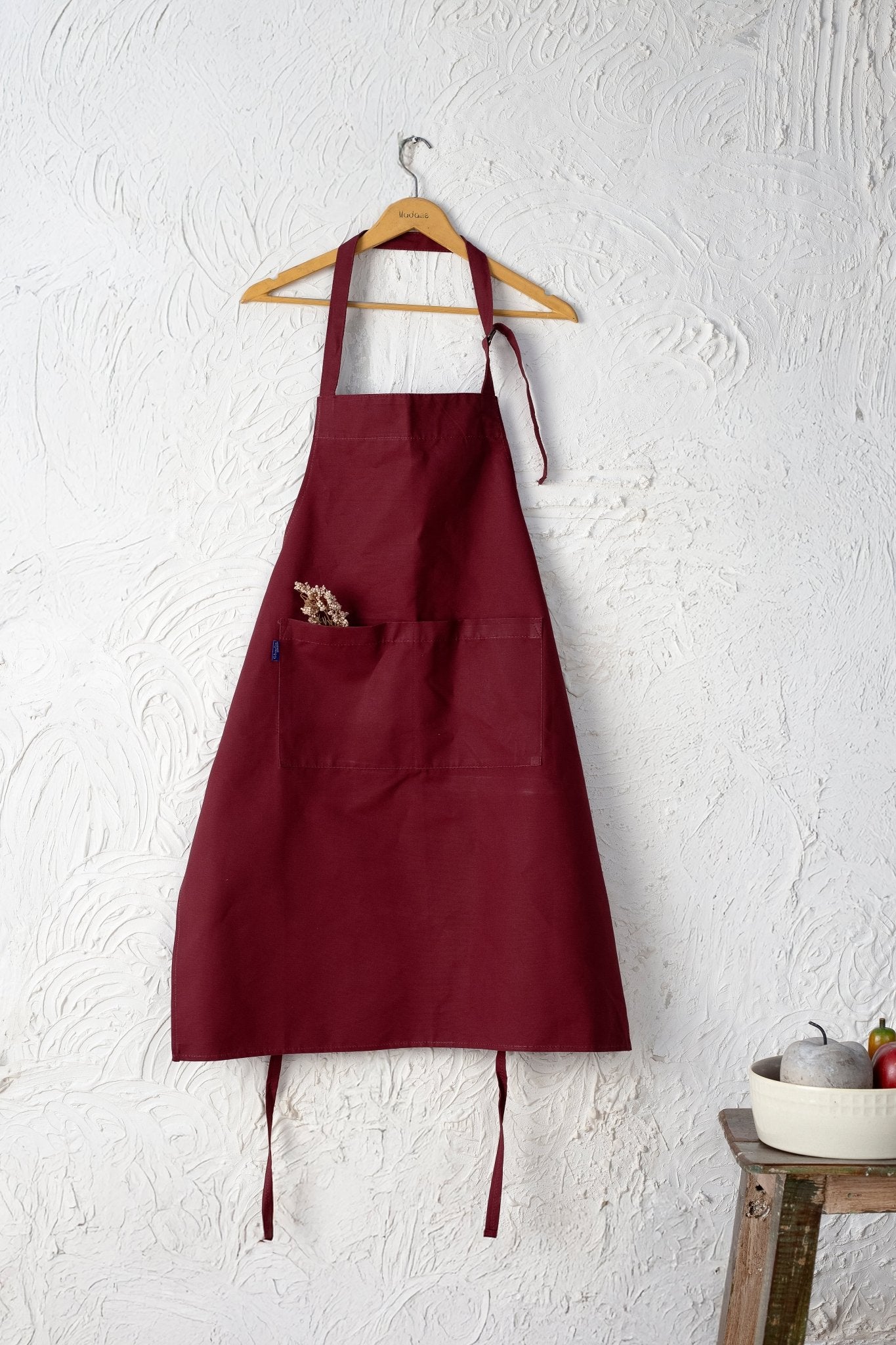 unisex heavy - duty cotton twill apron – adjustable fit with large front pocket - 