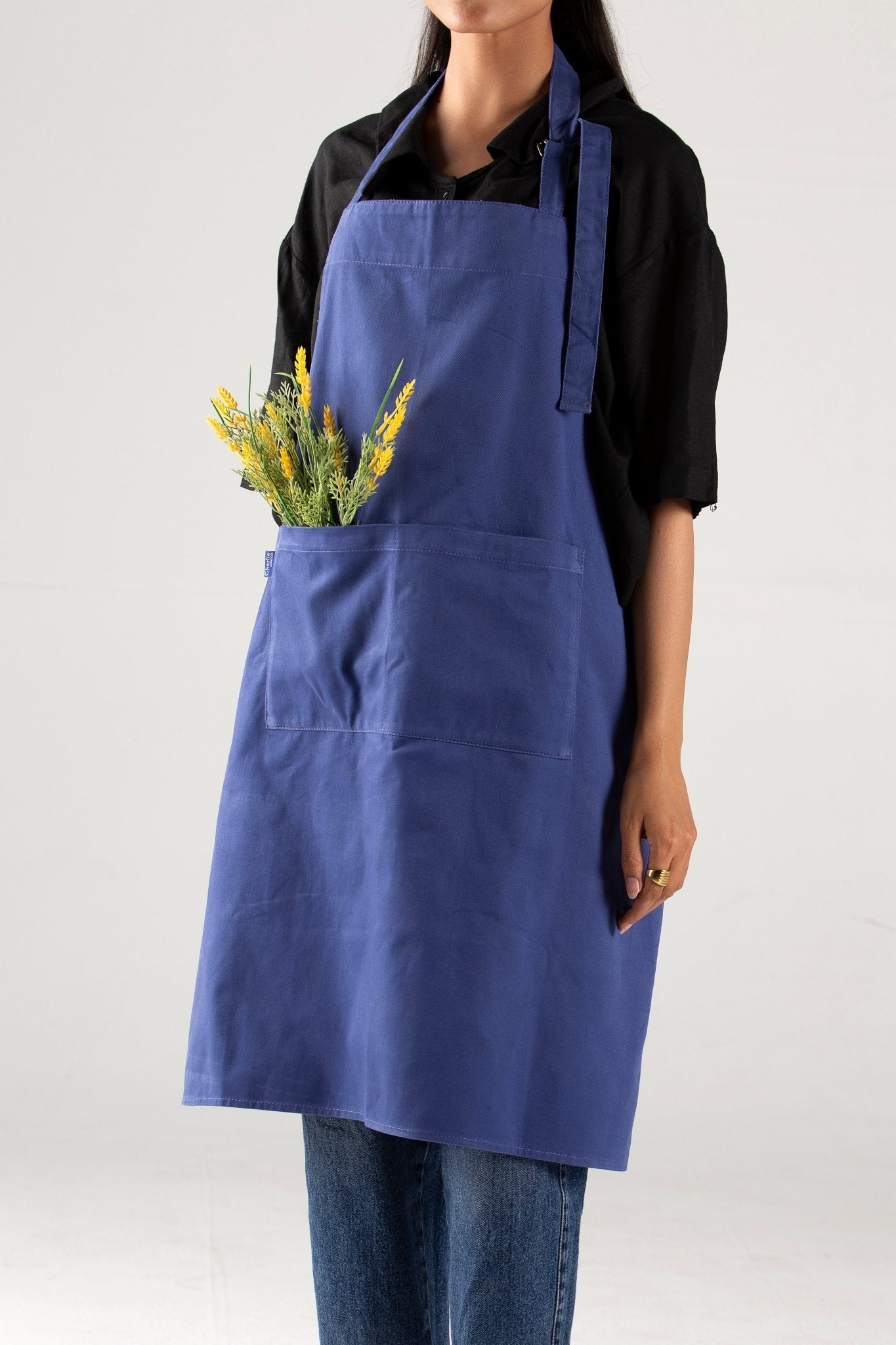 unisex heavy - duty cotton twill apron – adjustable fit with large front pocket - 