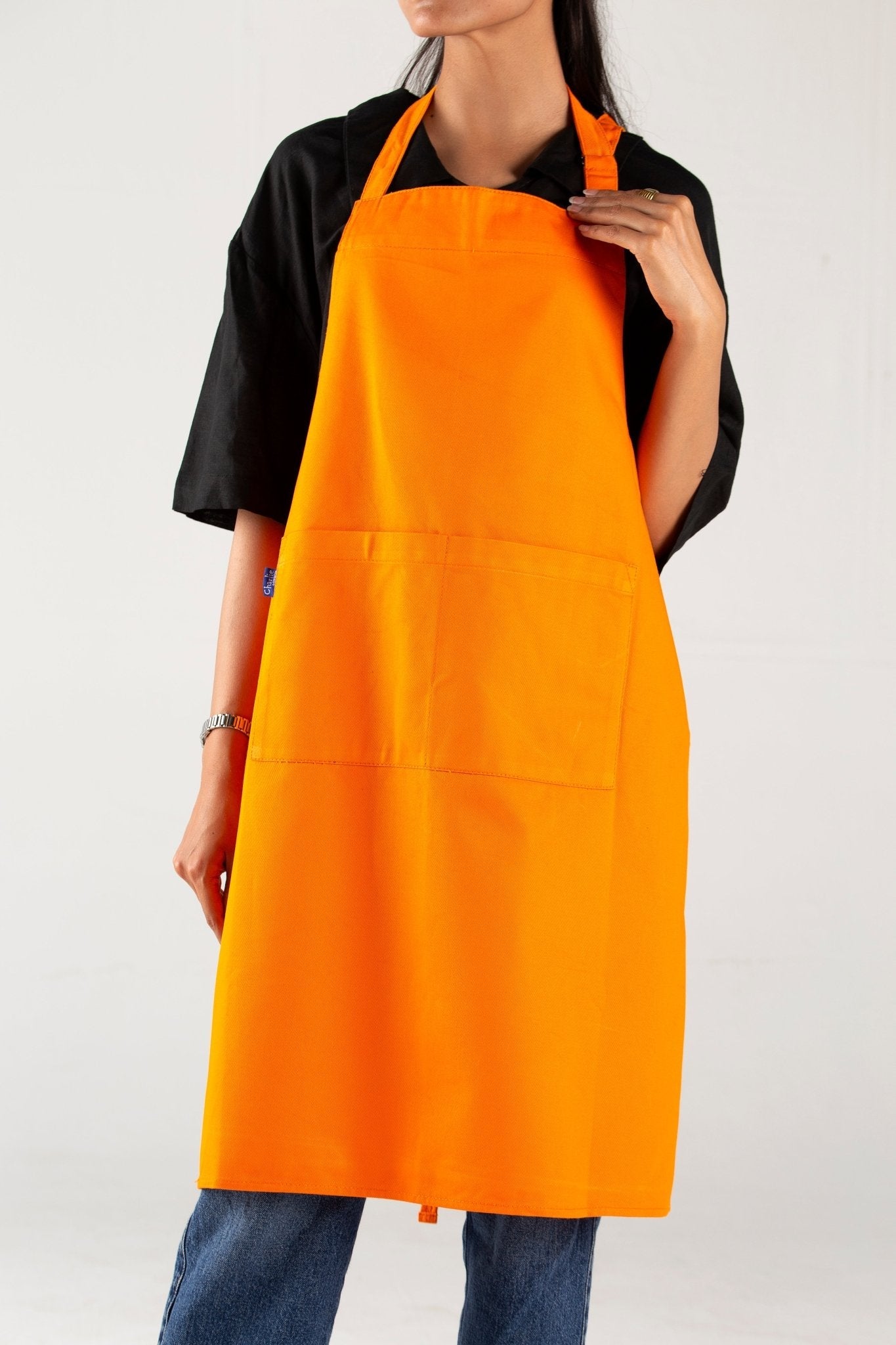 unisex heavy - duty cotton twill apron – adjustable fit with large front pocket - 