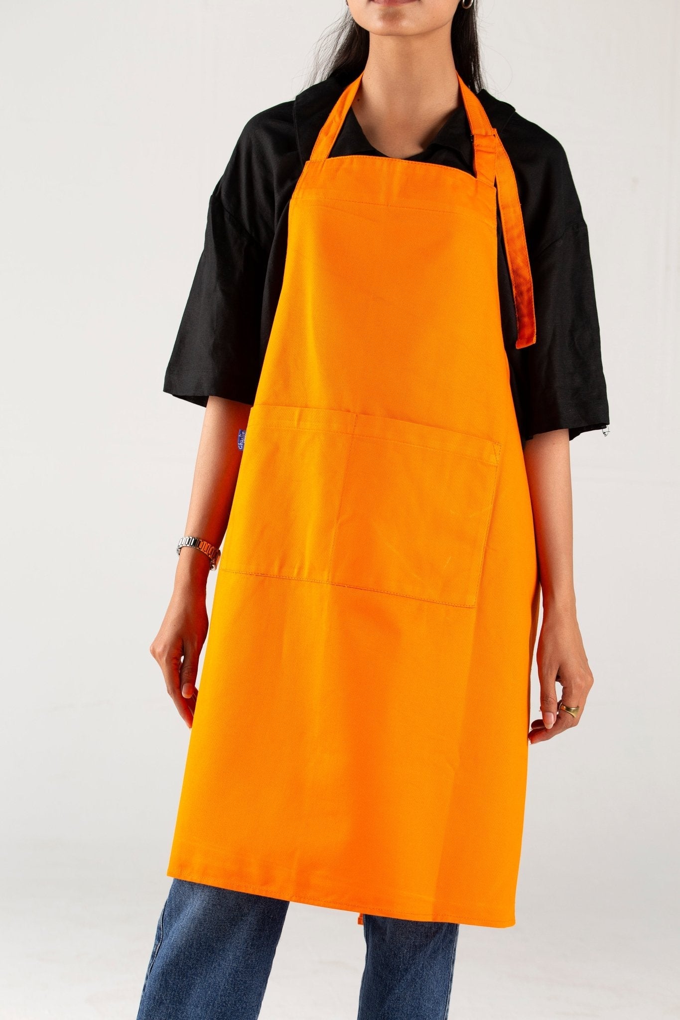 unisex heavy - duty cotton twill apron – adjustable fit with large front pocket - 