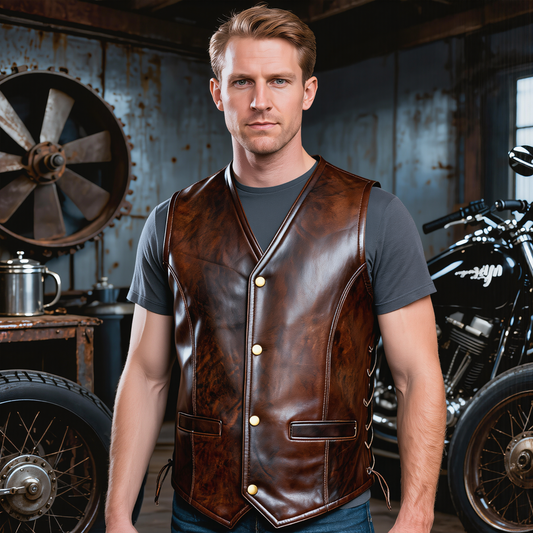 Leather Bike Vest for Vintage Motorcycle and Casual Wear