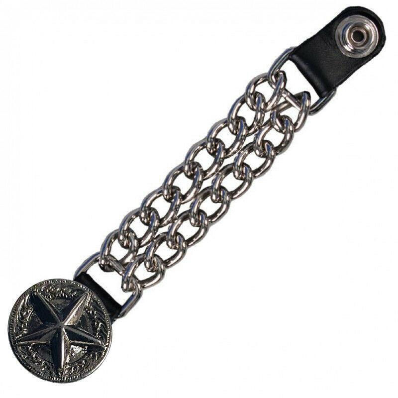 chain vest extenders 7 inch black leather with silver chain snaps