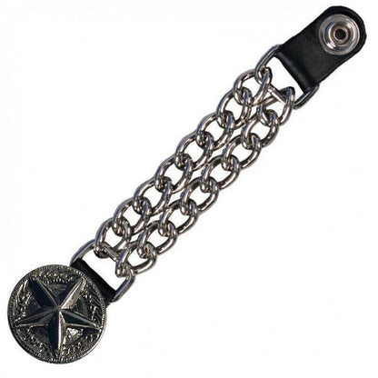 Chain Vest Extenders 7 Inch Black Leather with Silver Chain Snaps