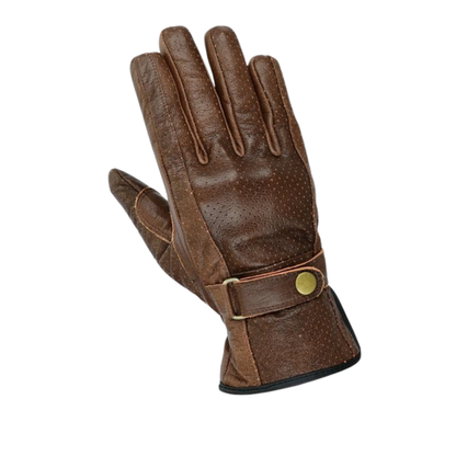 Mens Leather Gloves Vintage Motorcycle Summer Vented Riding Gear